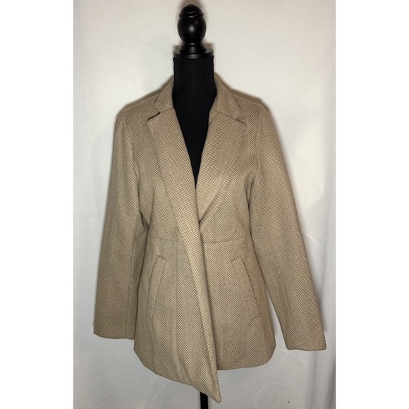Chouyatou Jackets & Blazers - Chouyatou Blazer Jackets Womens Medium Tan Herringbone Long Sleeve Open Front